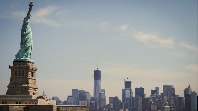 side view of the statue of liberty, new york city